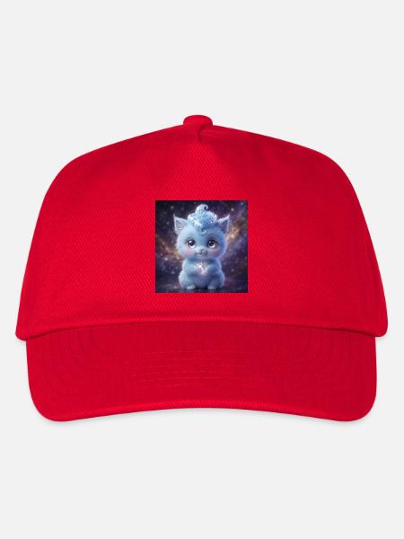 Cute fluffy blue fantasy creature holding a magic  - Kinder Basecap - Rot