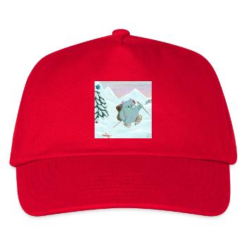 Yeti Skifahrer im Winterwald mit Schneehase - Kinder Basecap - Rot - Vorne