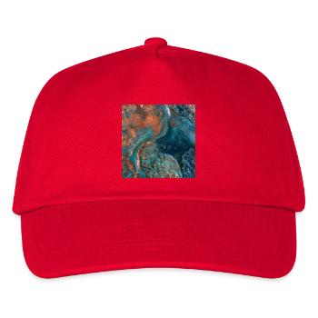 Türkismarmor und abstraktes Kupfer - Kinder Basecap - Rot - Vorne