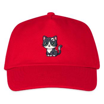 Niedliche Cartoon-Zombiekatze mit Stichen, Totenkopf-Tattoo - Kinder Basecap - Rot - Vorne