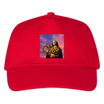 Modernes Porträt mit Sonne und Eulen - Kinder Basecap - Rot - Vorne