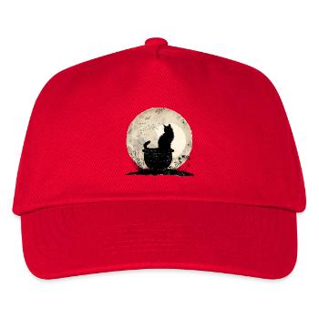 Mondschein Katz im Kessel - Kinder Basecap - Rot - Vorne