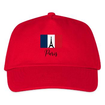 Paris Tricolore & Eiffelturm-Silhouette - Kinder Basecap - Rot - Vorne