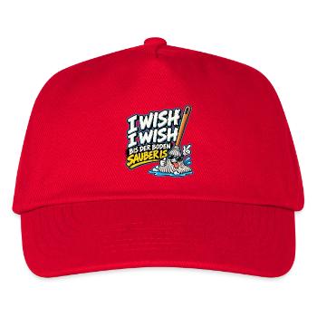 I Wish I Wish – Lustiger Putz Spruch - Kinder Basecap - Rot - Vorne