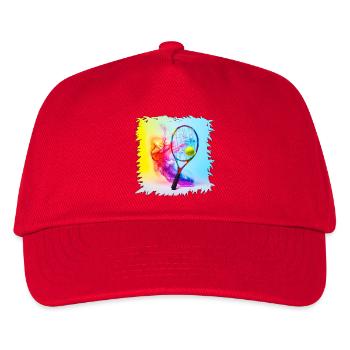 Farbenexplosion Tennisracket - Kinder Basecap - Rot - Vorne