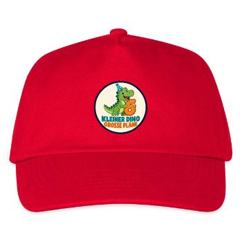 6 Geburtstag – Kleiner Dino große Pläne - Kinder Basecap - Rot - Vorne
