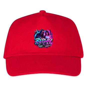 REPLAY – SATO x COOKIE | Neon Streetwear - Kinder Basecap - Rot - Vorne