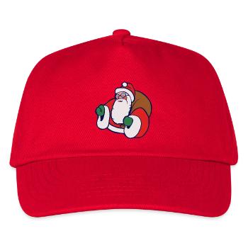 Fetter Cartoon-Weihnachtsmann mit Sack - Kinder Basecap - Rot - Vorne