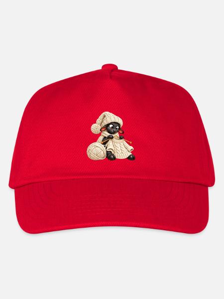 Schwarzes Schaf strickt einen Wollpullover - Kinder Basecap - Rot
