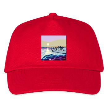 Westlich über die Wellen mit einem Pier - Kinder Basecap - Rot - Vorne