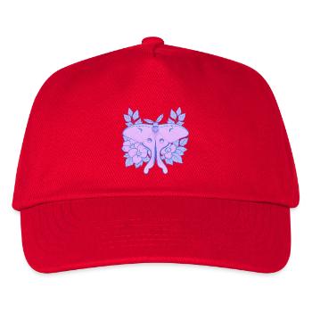 Pastell-Mond-Motte und Hibiskus-Floral - Kinder Basecap - Rot - Vorne