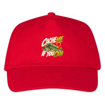 Cache Me If You Can Geocaching Motif - Kinder Basecap - Rot - Vorne
