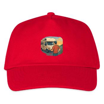 Geschenk für Wohnmobil-Neulinge zur ersten Tour - Kinder Basecap - Rot - Vorne