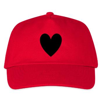 Herz schwarz - Kinder Basecap - Rot - Vorne