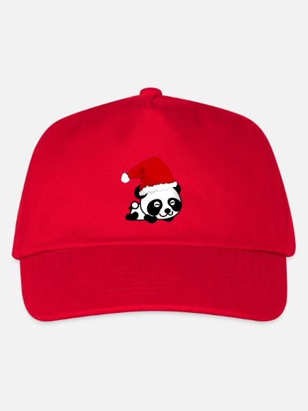 Weihnachtspanda, Panda, Weihnachten - Kinder Basecap - Rot