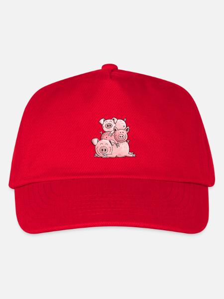 Lustiger Sauhaufen I Schwein Comic Tiermotiv - Kinder Basecap - Rot