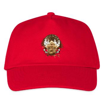 cozy lumberjack hut in the wintry forest - Kids’ Baseball Cap - red - Front