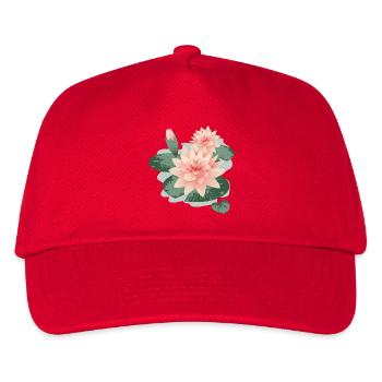 Water lily blossoms with bud in water lily pond - Kids’ Baseball Cap - red - Front