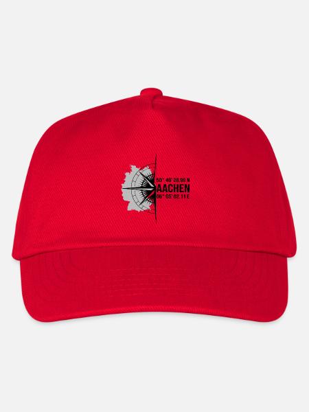 Koordinaten Aachen - Kinder Basecap - Rot
