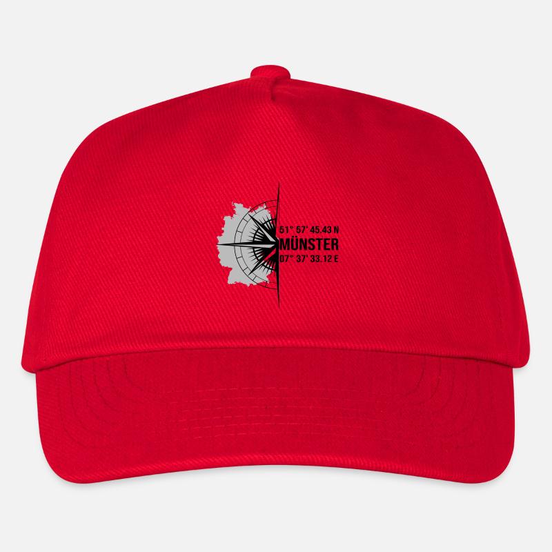 Koordinaten Münster - Kinder Basecap - Rot