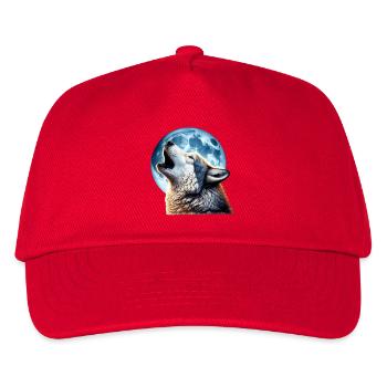 Wolf heult den Vollmond an - Kinder Basecap - Rot - Vorne
