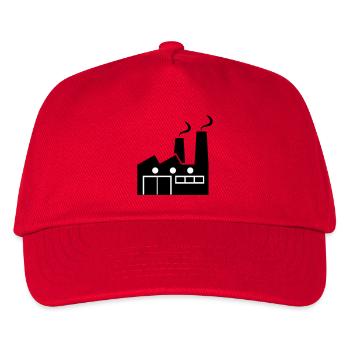 Abstrakte geometrische Linienkunst einer Fabrik - Kinder Basecap - Rot - Vorne