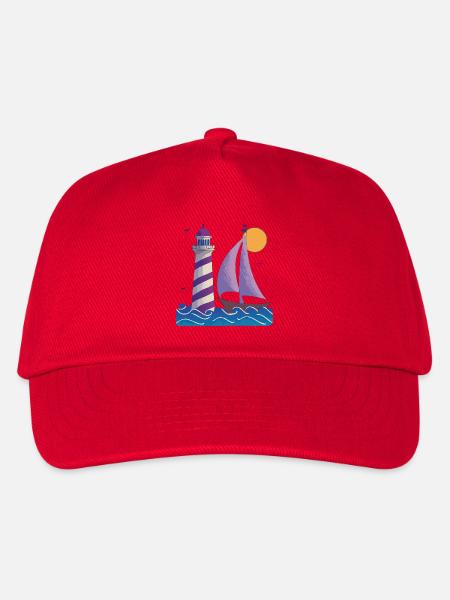 Leuchtturm mit Boot - Kinder Basecap - Rot