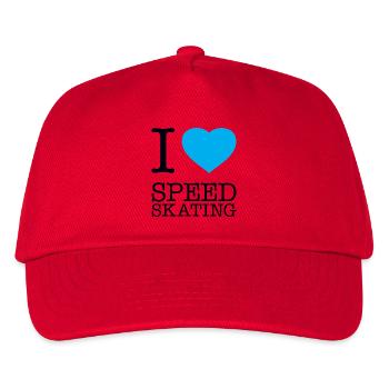I LOVE SPEED SKATING - Kinder Basecap - Rot - Vorne