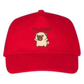 Süßer Mops Hund Cartoon Kostüm Brüllen Rawr - Kinder Basecap - Rot - Vorne