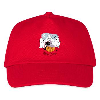 Drei lustige Geister, eine schwarze Katze und ein lächelnder Kürbis - Kinder Basecap - Rot - Vorne