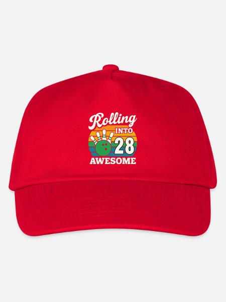 Bowling 28. Geburtstag Feier Grafik - Kinder Basecap - Rot