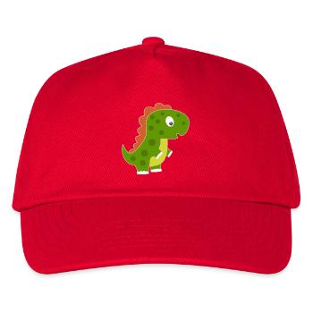 Verspielter Dino mit buntem Rücken - Kinder Basecap - Rot - Vorne