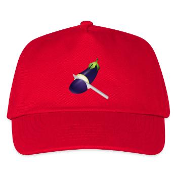 Leuchtende Aubergine mit Küchenmesser - Kinder Basecap - Rot - Vorne