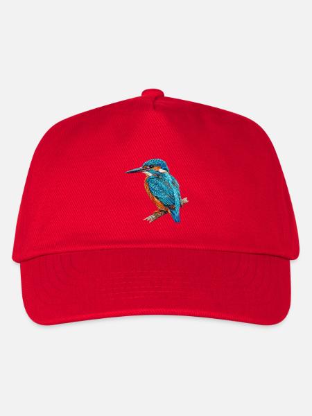 Bestickter Eisvogel stilvoll naturbedruckt (bedruckt) - Kinder Basecap - Rot
