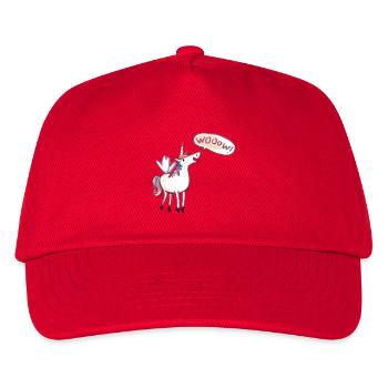 Einhorn Comic, wow, Staunt - Kinder Basecap - Rot - Vorne
