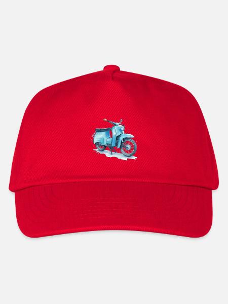 Blaues DDR Ost-Moped Schwalbe Aquarell Kultdesign - Kinder Basecap - Rot
