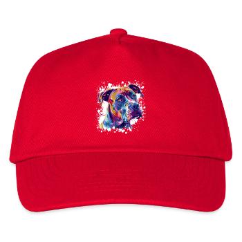 Hund Hundeporträt Splatter - Kinder Basecap - Rot - Vorne