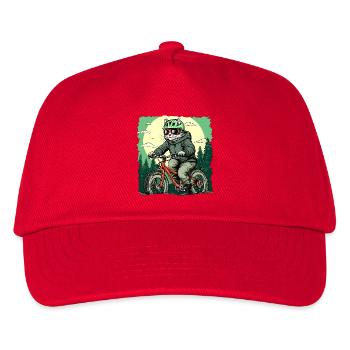 Katzen Bikerin / Velo Kätzchen - Kinder Basecap - Rot - Vorne