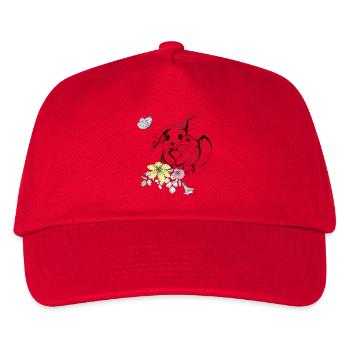 Rabbit in a flower meadow - Kids’ Baseball Cap - red - Front