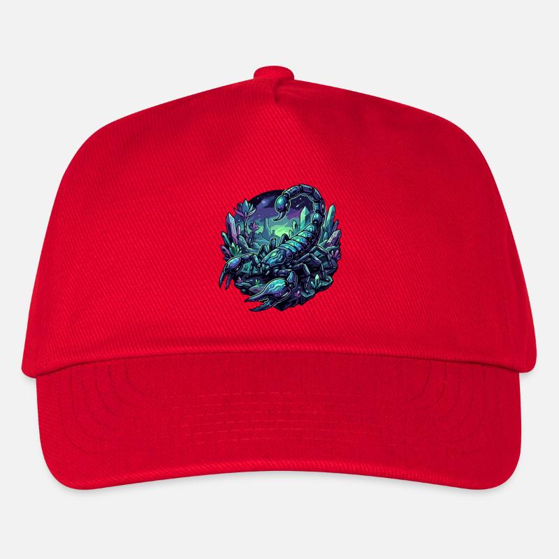 Neon Skorpion auf Kristall Planet Fantasy Motiv - Kinder Basecap - Rot
