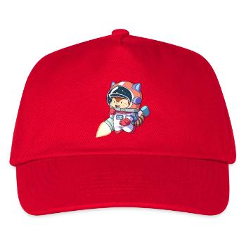 Katzenastronaut im Weltraumanzug - Kinder Basecap - Rot - Vorne