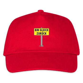 Bin Gleich Zurück Schild - Kinder Basecap - Rot - Vorne