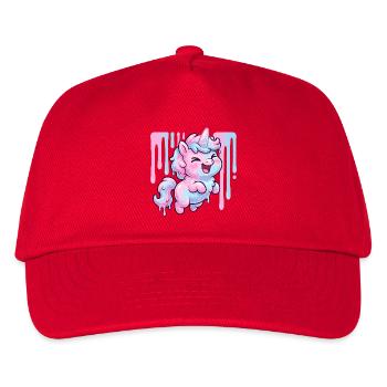 Pastell Unicorn Tropfenfreude - Kinder Basecap - Rot - Vorne