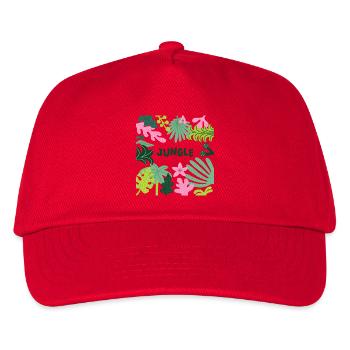 Jungle Tropical Leaves Pattern Nature Design - Kinder Basecap - Rot - Vorne