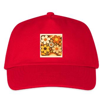 Retro flowers in shades of yellow - Kids’ Baseball Cap - red - Front