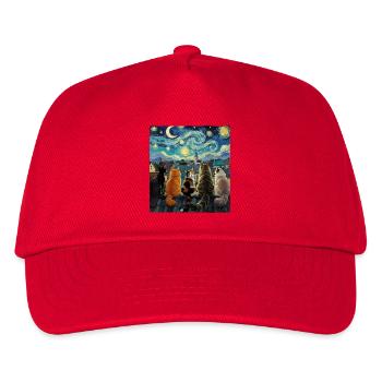 Cat Symphony Over Starry Rooftops - Kids’ Baseball Cap - red - Front
