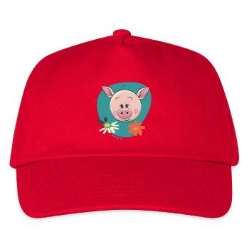 Süßes Schweinchen  - Kinder Basecap - Rot - Vorne