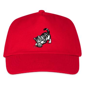 Verspieltes Kätzchen und Garn - Kinder Basecap - Rot - Vorne
