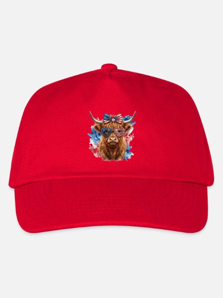 Highland Cow mit Herzbrille - Kinder Basecap - Rot