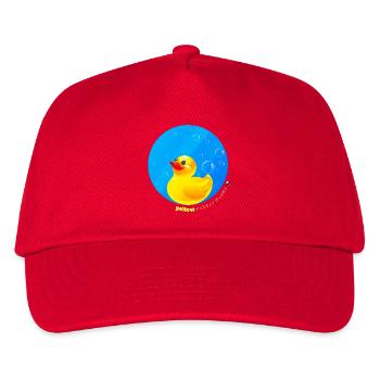 Gelbe Gummiente Abbildung in einem Kreis - Kinder Basecap - Rot - Vorne